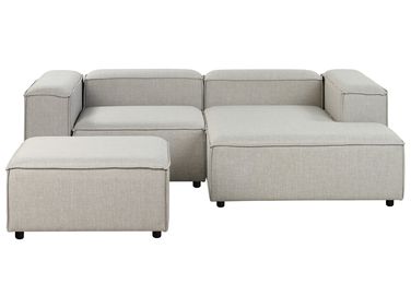 Canapé d'angle modulable 3 places ARDAL Tissu Gris clair avec ottoman Côté gauche