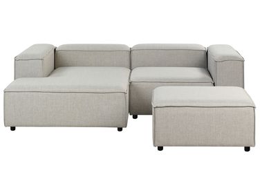 Canapé d'angle modulable 3 places ARDAL Tissu Gris clair avec ottoman Côté droit