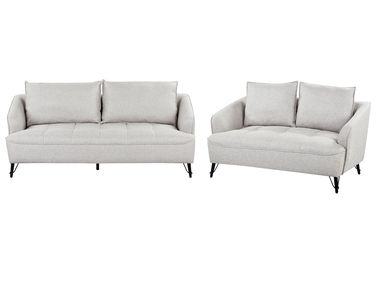 Ensemble de salon 5 places HOBRO Tissu Gris clair