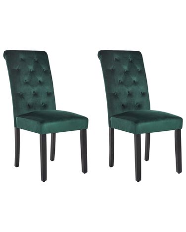 Set van 2 eetkamerstoelen VELVA Fluweel Donkergroen