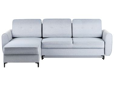 Canapé-lit d'angle 3 places SIMRIS Tissu Bleu clair avec rangement Côté droit