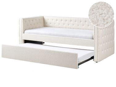 Onderschuifbed Bouclé GASSIN 90 x 200 cm Gebroken wit