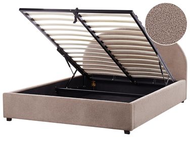 Bed met opbergruimte Bouclé VAUCLUSE 160 x 200 cm Taupe