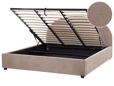 Ottoman Bed Boucle VAUCLUSE 180 x 200 cm (EU Super King) Taupe