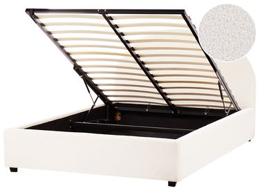 Ottoman Bed Boucle VAUCLUSE 140 x 200 cm (EU Double) Off-White
