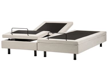 Adjustable Bed without Headboard Fabric CASTELLAN 180 x 200 cm (EU Super King) Light Beige