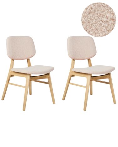 Set van 2 eetkamerstoelen ELAINE Bouclé Lichtbruin/beige