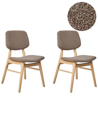 Set van 2 eetkamerstoelen ELAINE Bouclé Lichtbruin/taupe