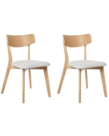 Set van 2 eetkamerstoelen HOLLY Hout Lichtbruin/grijs