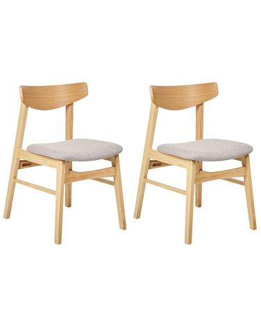 Set van 2 eetkamerstoelen SMILEY Hout Lichtbruin/grijs