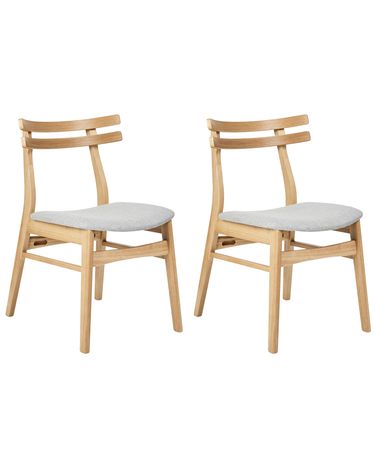 Set van 2 eetkamerstoelen CYNTHIANA Hout Lichtbruin/grijs