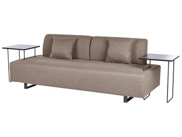 Canapé 3 places SOKNA Tissu Taupe avec tables