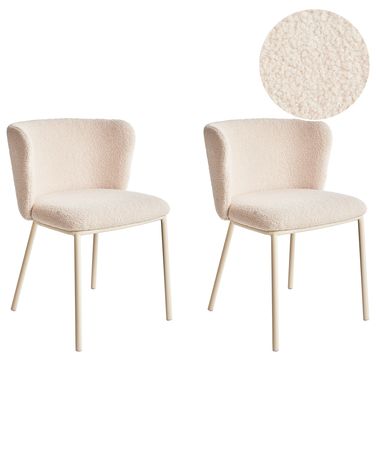 Set van 2 eetkamerstoelen MINA II Bouclé Lichtbeige