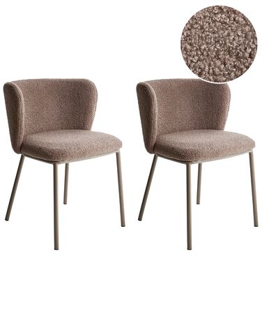 Set van 2 eetkamerstoelen MINA II Bouclé Lichtbruin