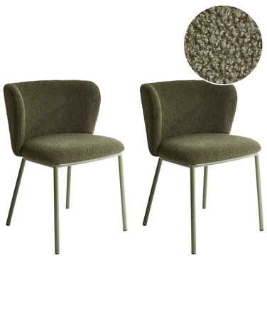 Set van 2 eetkamerstoelen MINA II Bouclé Donkergroen