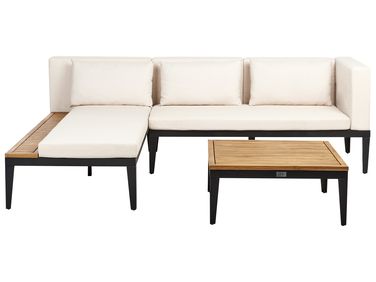 Ensemble de canapés d'angle de jardin 3 places BRACCIANO Côté droit Bois d'acacia certifié Beige clair