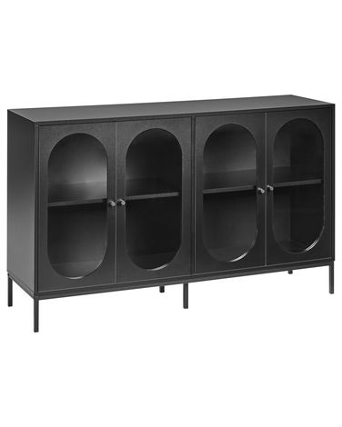 Buffet avec vitrine en verre LANGFORD 137 cm Noir