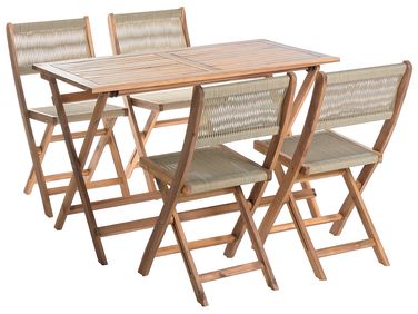 Garden Dining Set 4 Seater PROSSEDI Acacia Wood Beige