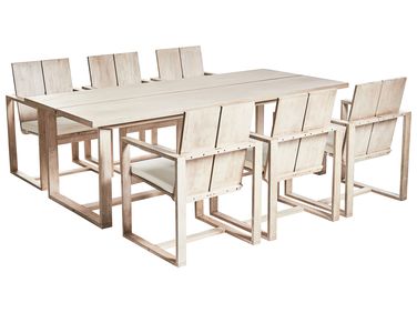 Garden Dining Set 6 Seater AZZANELLO Acacia Wood Off-White