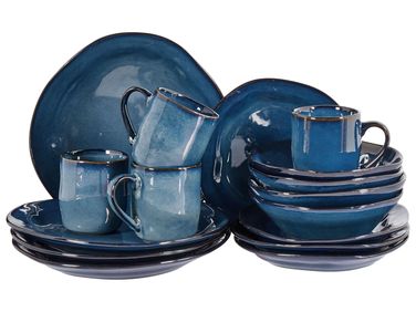 Set de 16 couverts de table HAWTHORN Grès Bleu