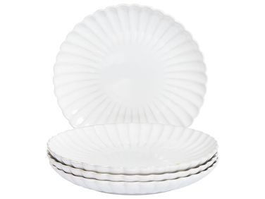 Set van 4 dinerborden NETTLE Steengoed Wit
