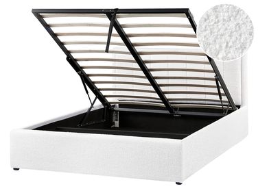 Ottoman Bed Boucle MONTLAUR 140 x 200 cm (EU Double) White