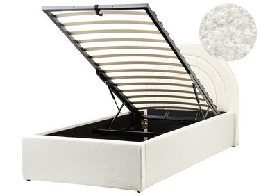 Kids Ottoman Bed Boucle ANET 90 x 200 cm (EU Single) Off-White