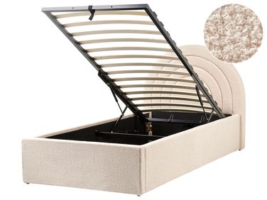 Kids Ottoman Bed Boucle ANET 90 x 200 cm (EU Single) Beige