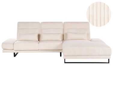 Canapé d'angle 4 places IKAST Velours côtelé Beige Côté gauche