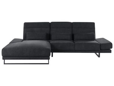 Canapé d'angle 4 places IKAST Tissu Noir Côté droit