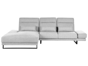 Canapé d'angle 4 places IKAST Tissu Gris clair Côté droit