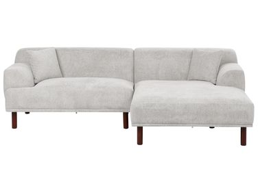 Canapé d'angle 3 places HOLT Tissu Gris clair Côté gauche