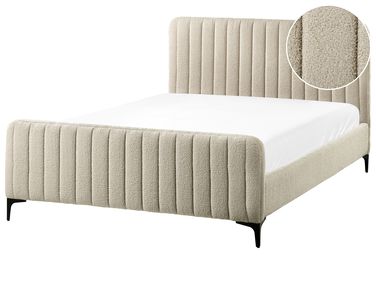 Bed Bouclé LUNAN 140 x 200 cm Beige