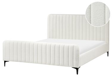 Bed Bouclé LUNAN 160 x 200 cm Gebroken wit