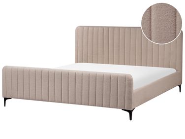 Bed Bouclé LUNAN 180 x 200 cm Taupe