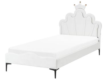Kinderbed Kroon Fluweel RUBIAN 90 x 200 cm met LED-verlichting Wit