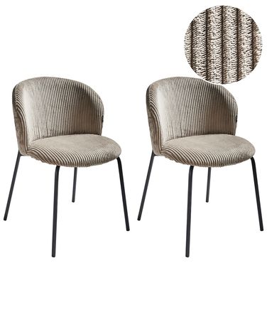 Set van 2 eetkamerstoelen MILES Corduroy Taupe