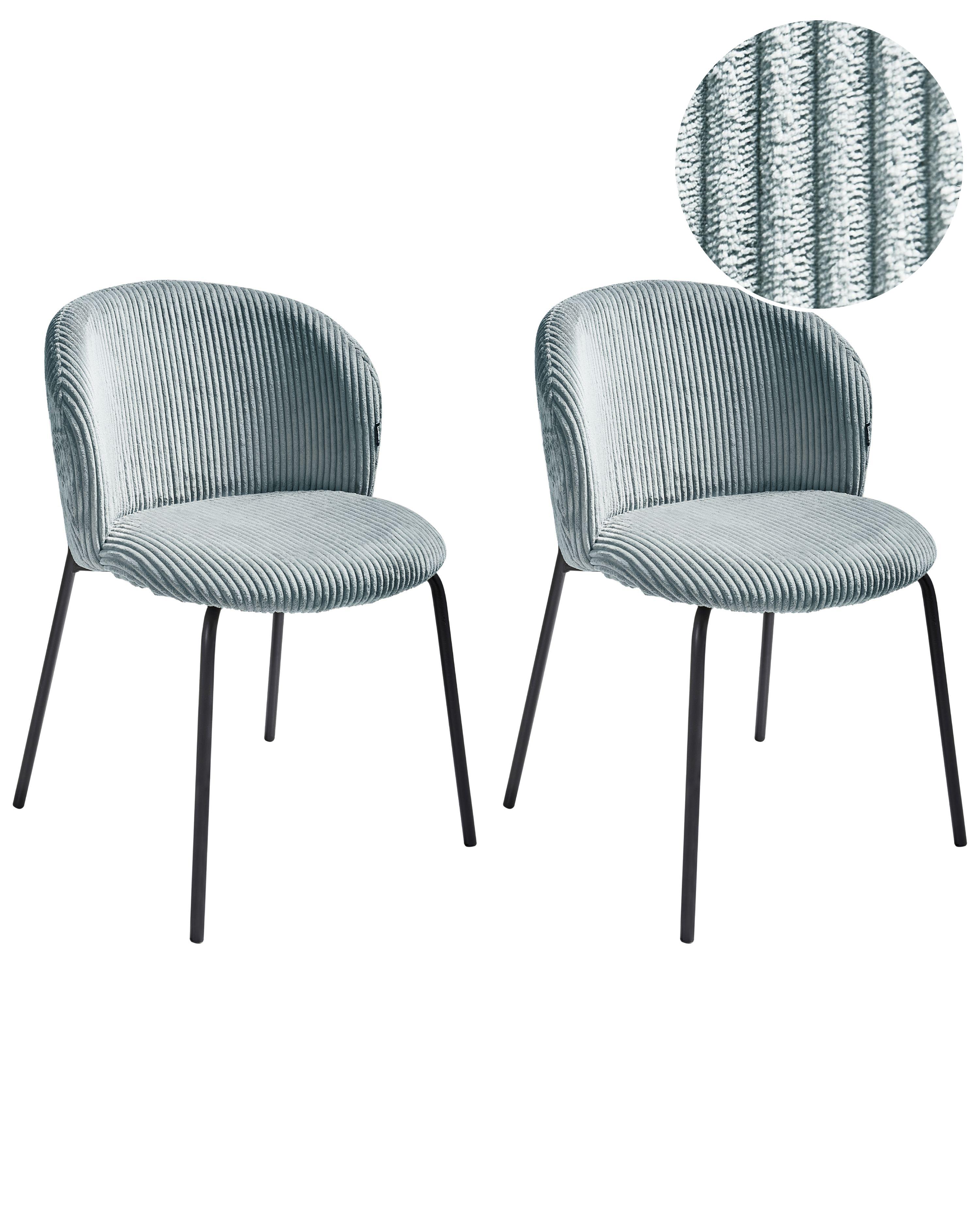 Set van 2 eetkamerstoelen MILES Corduroy Lichtblauw