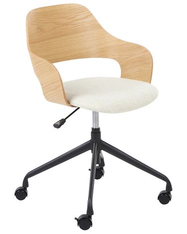 Chaise de bureau NOVATO Lin synthétique Beige clair