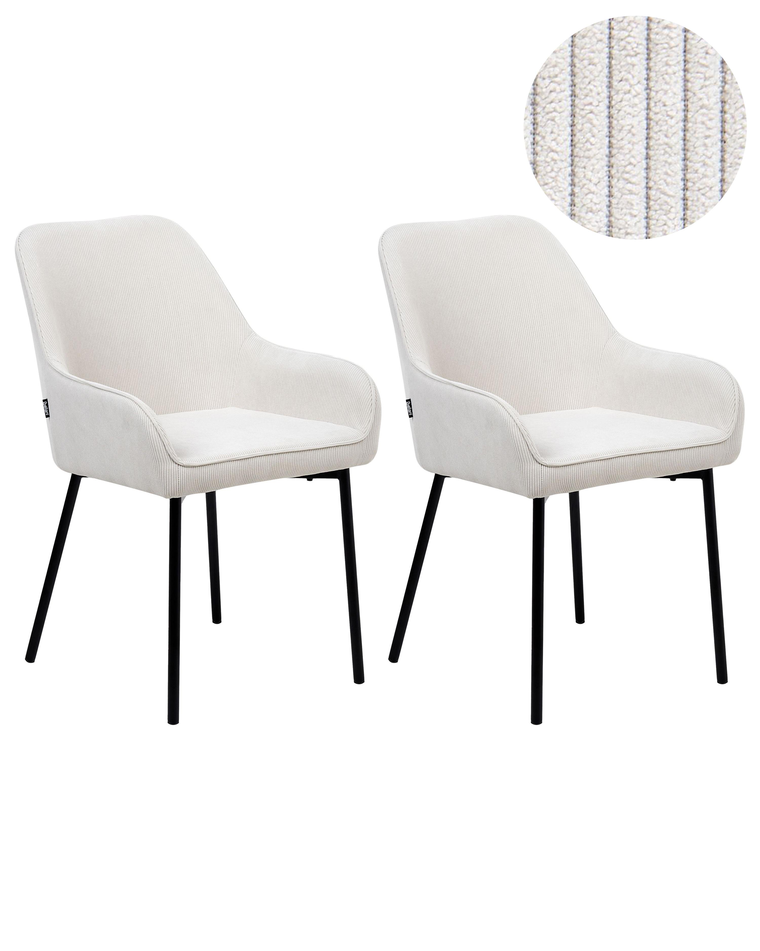 Set van 2 eetkamerstoelen LOVERNA Corduroy Gebroken wit