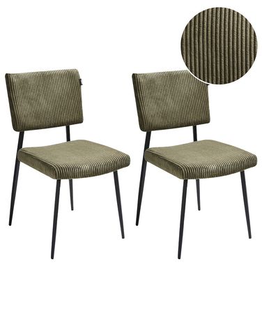 Set van 2 eetkamerstoelen STURGIS Corduroy Olijfgroen