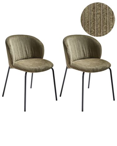 Set van 2 eetkamerstoelen MILES Corduroy Olijfgroen