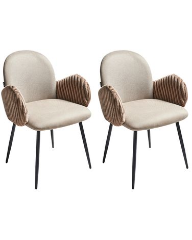 Set van 2 eetkamerstoelen AMITY Stof Taupe