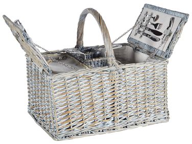 Picnic Basket GROSEILLE Wicker Grey