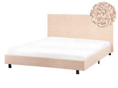 Bed Bouclé ALBI 140 x 200 cm Beige