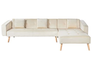 Canapé-lit d'angle 4 places VADSO Velours Beige clair Côté gauche