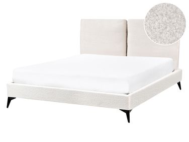 Bed Boucle MELLE 140 x 200 cm (EU Double) Off-White