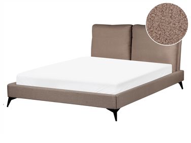 Bed Bouclé MELLE 140 x 200 cm Bruin