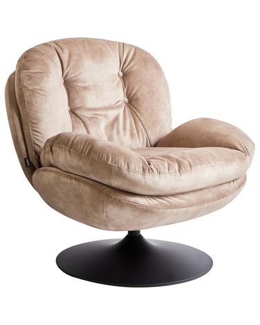 Draaifauteuil NOLVIK Fluweel Zandbeige