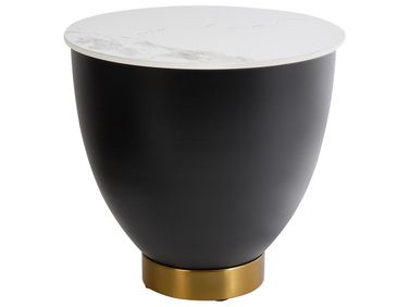 Side Table NADINE Ceramic Black with Storage
